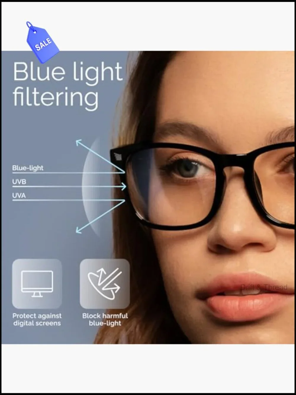 Blue Light Blocking Glasses for Computer Work, UV Protection, TR90 Frame